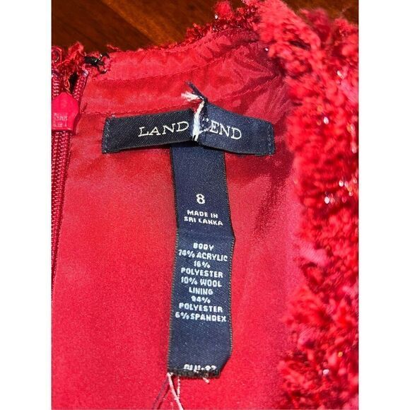Lands End Dress Womens 8 Red Tweed Sleeveless Silver Threads Lined Pockets - Picture 6 of 6